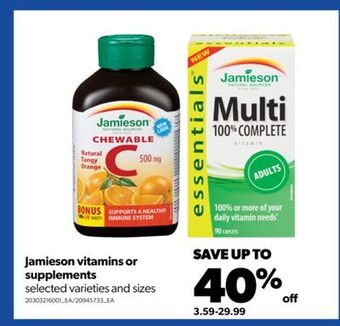 Real Canadian Superstore Jamieson vitamins or supplements offer