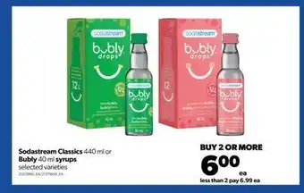 Real Canadian Superstore Sodastream classics, 440 ml or bubly, 40 ml syrups offer