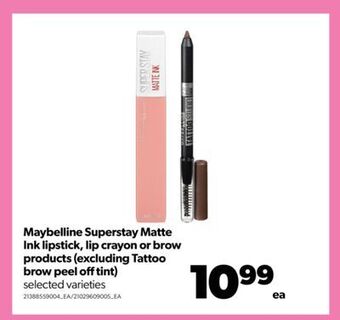 Real Canadian Superstore Maybelline superstay matte ink lipstick, lip crayon or brow products offer