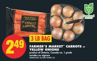 No Frills Farmer's market™ carrots or yellow onions, 3 lb bag offer