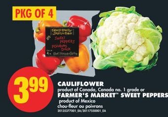 No Frills Cauliflower or farmer's market™ sweet peppers, pkg of 4 offer