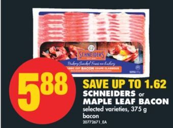 No Frills Schneiders or maple leaf bacon, 375 g offer