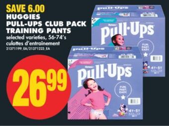 No Frills Huggies pull-ups club pack training pants, 56-74's offer