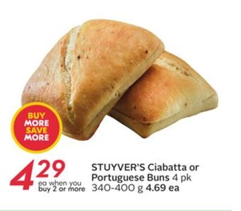 Sobeys Stuyver's ciabatta or portuguese buns offer