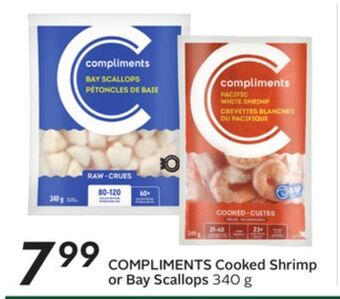 Sobeys Compliments cooked shrimp or bay scallops offer