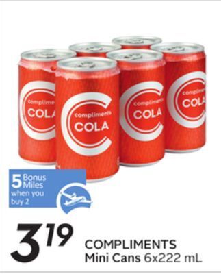 Sobeys Compliments mini cans - 5 air miles® bonus miles offer