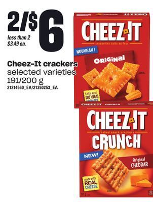 Loblaws Cheez-it crackers, 191/200 g offer