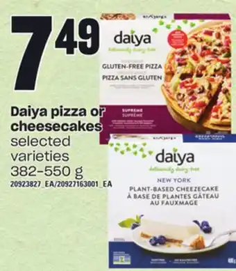 Loblaws Daiya pizza or cheesecakes, 382-550 g offer