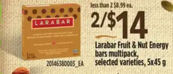 Loblaws Larabar fruit & nut energy bars multipack, 5x45 g offer