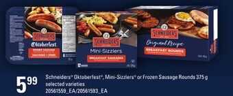 Loblaws Schneiders® oktoberfest®, mini-sizzlers® or frozen sausage rounds 375 g offer