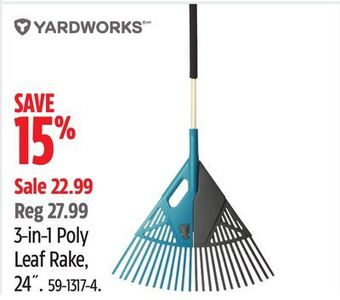 Canadian Tire Yardworks 3-in-1 poly leaf rake, 24˝ offer