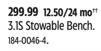 Canadian Tire Bowflex 3.1s stowable bench offer