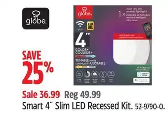 Canadian Tire Globe smart 4˝ slim led recessed kit offer