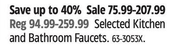 Canadian Tire Moen selected kitchen and bathroom faucets offer