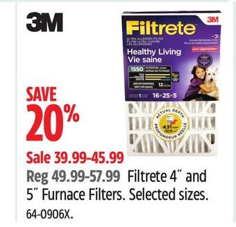Canadian Tire Filtrete 4" and 5" furnace filters offer