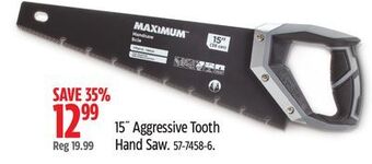 Canadian Tire Maximum 15" aggressive tooth hand saw offer