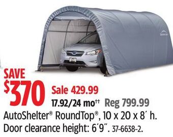 Canadian Tire Shelter logic autoshelter® roundtop®, 10 x 20 x 8' h offer