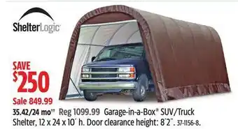 Canadian Tire Shelter garage-in-a-box suv/truck shelter, 12 x 24 x 10' h offer