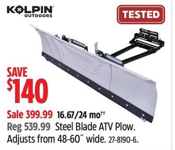 Canadian Tire Kolpin steel blade atv plow offer