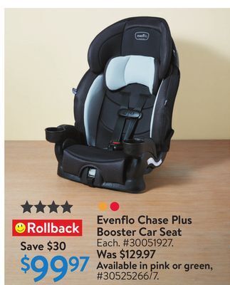Walmart Evenflo chase plus booster car seat offer