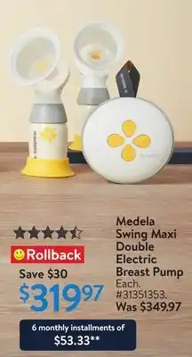 Walmart Medela swing maxi double electric breast pump offer