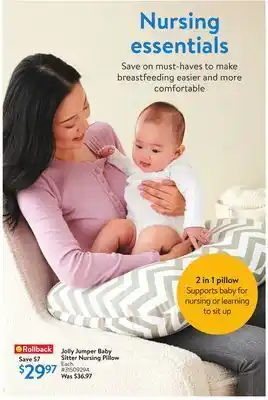 Walmart Jolly jumper baby sitter nursing pillow offer