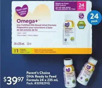Walmart Parent's choice dh ready to feed formula 24 x 235 ml offer