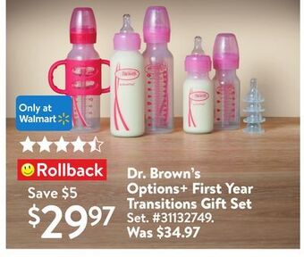 Walmart Dr. brown's options+ first year transitions gift set offer