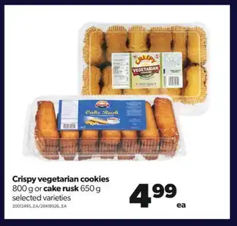 Real Canadian Superstore Crispy vegetarian cookies, 800 g or cake rusk, 650 g offer
