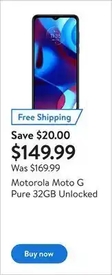 Walmart Motorola moto g pure 32gb unlocked offer