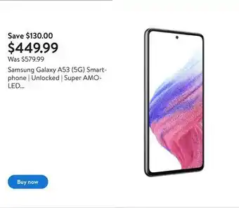 Walmart Samsung galaxy a53 (5g) smartphone | unlocked | super amoled display | 128gb | 6gb ram offer