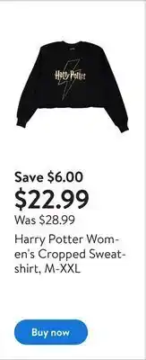 Walmart Harry potter women's cropped sweatshirt, m-xxl offer
