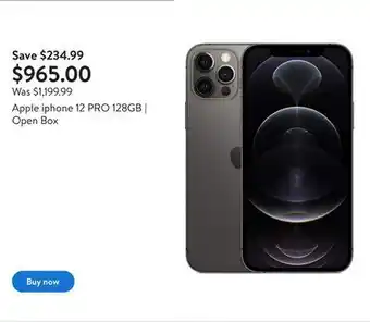 Walmart Apple iphone 12 pro 128gb | open box offer