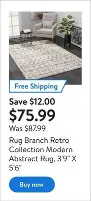 Walmart Rug branch retro collection modern abstract rug, 3'9" x 5'6" offer
