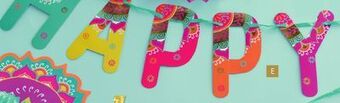 Party City Metallic gold happy diwali letter banner with cutout banner offer
