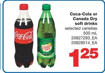 Wholesale Club Coca-cola or canada dry soft drinks, 500 ml offer