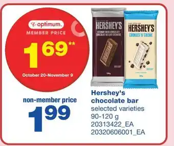 Wholesale Club Hershey's chocolate bar, 90-120 g offer