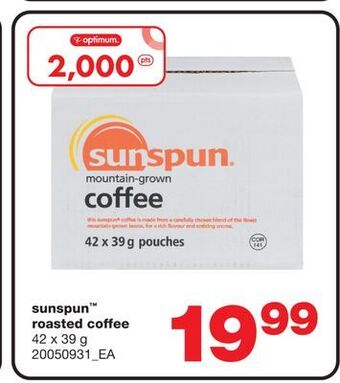 Wholesale Club Sunspun™ roasted coffee, 42 x 39 g offer