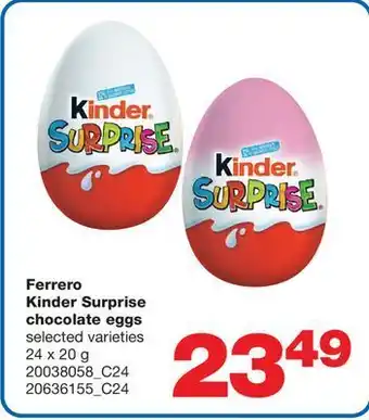 Wholesale Club Ferrero kinder surprise chocolate eggs, 24 x 20 g offer