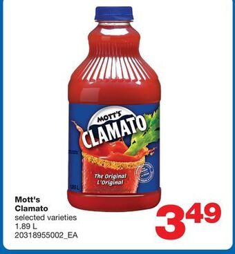 Wholesale Club Mott's clamato, 1.89 l offer