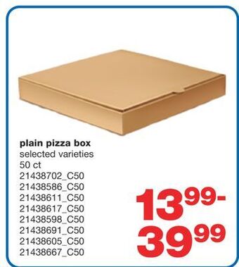Wholesale Club Plain pizza box, 50 ct offer