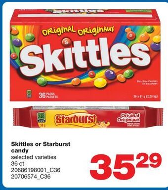 Wholesale Club Skittles or starburst candy, 36 ct offer