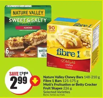 FreshCo Nature valley chewy bars 148-210 g fibre 1 bars 125-175 g mott's fruitsation or betty crocker fruit shapes 226 g selected var offer