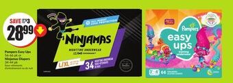 Chalo FreshCo Pampers easy ups 56-66 pk or ninjamas diapers 34-44 pk offer