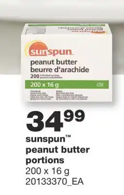 Wholesale Club Sunspun™ peanut butter portions, 200 x 16 g offer