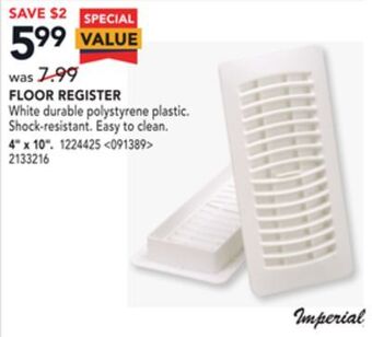 RONA Imperial floor register 4" x 10" offer