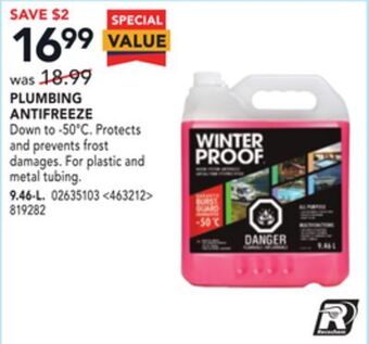 RONA Winterproof plumbing antifreeze offer