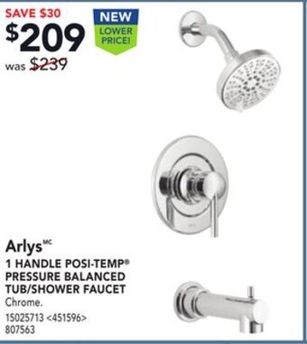 RONA Moen arlys 1 handle posi-temp® pressure balanced tub/shower faucet offer