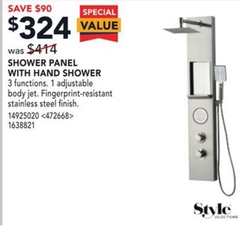 RONA Style selections shower panel with hand shower offer