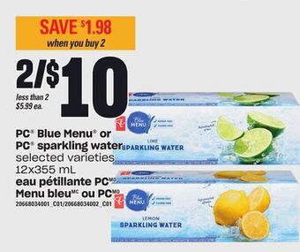 Valu-mart Eau pétillante pc menu bleu ou pc 12x355 ml offer